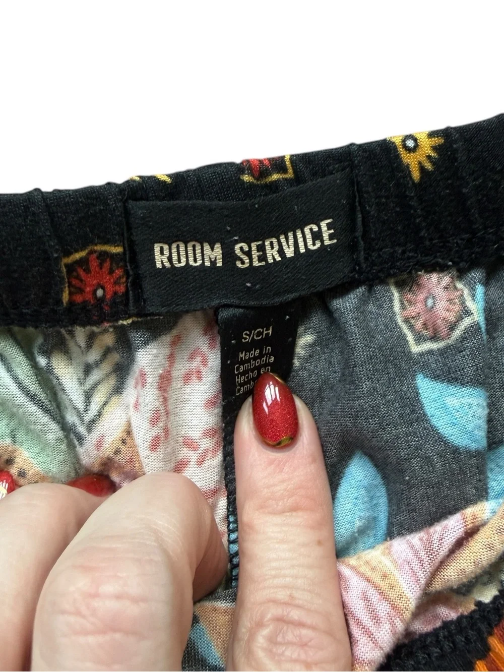 Room Service Tiger Floral Pajama Set Black Button Front Lounge Sleepwear S Cozy
